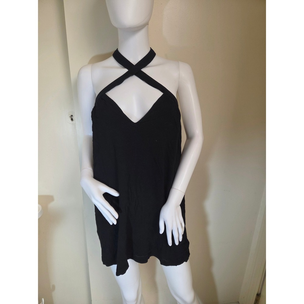 Superdown Womens Black Criss Cross Halter Mini Dress Size XS Open Back V-Neck